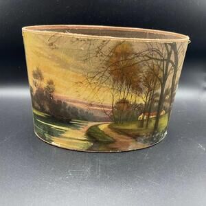 Vintage MCM Oval Storage Box, Dresser Box, Desktop Organizer, Pencil Holder